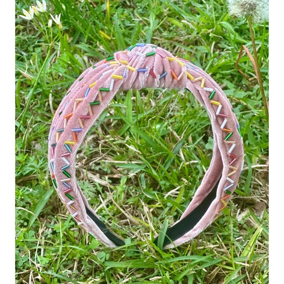 Easter Headband, Velvet Knot Headband, Party Headband, Sprinkle Confetti Knot - Picture 4 of 4